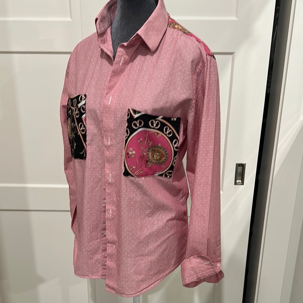 Express Pink and Black Boxy Button Down Shirt